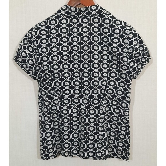 Requirements Empire Waist Babydoll Stretch Top Full Button Black and White SZ 8 - Picture 12 of 16